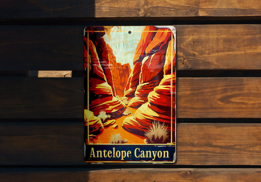 a picture of an antelope canyon on a wooden wall