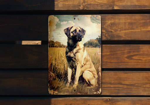 a picture of a dog sitting on a bench