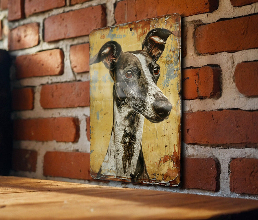 a painting of a dog on a brick wall