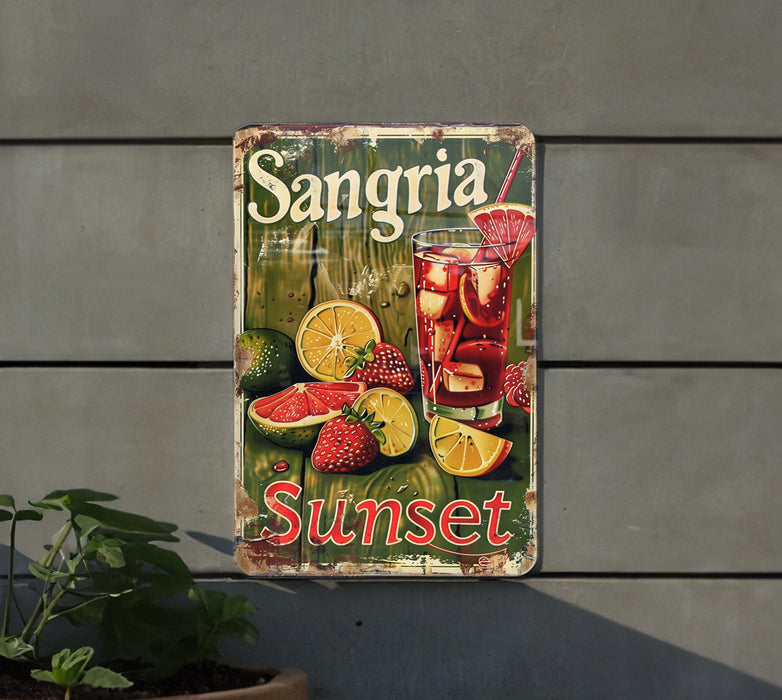 a sign on the side of a building advertising sangria