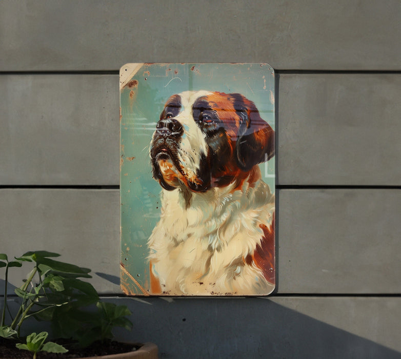 a painting of a dog on a wall