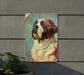 a painting of a dog on a wall
