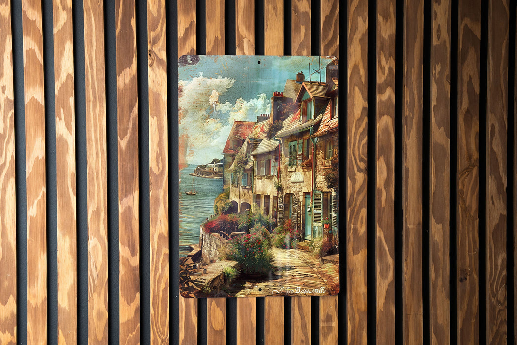 a picture of a painting on a wooden wall