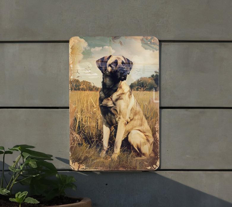 a picture of a dog sitting in a field