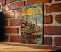 a picture of a sign on a brick wall