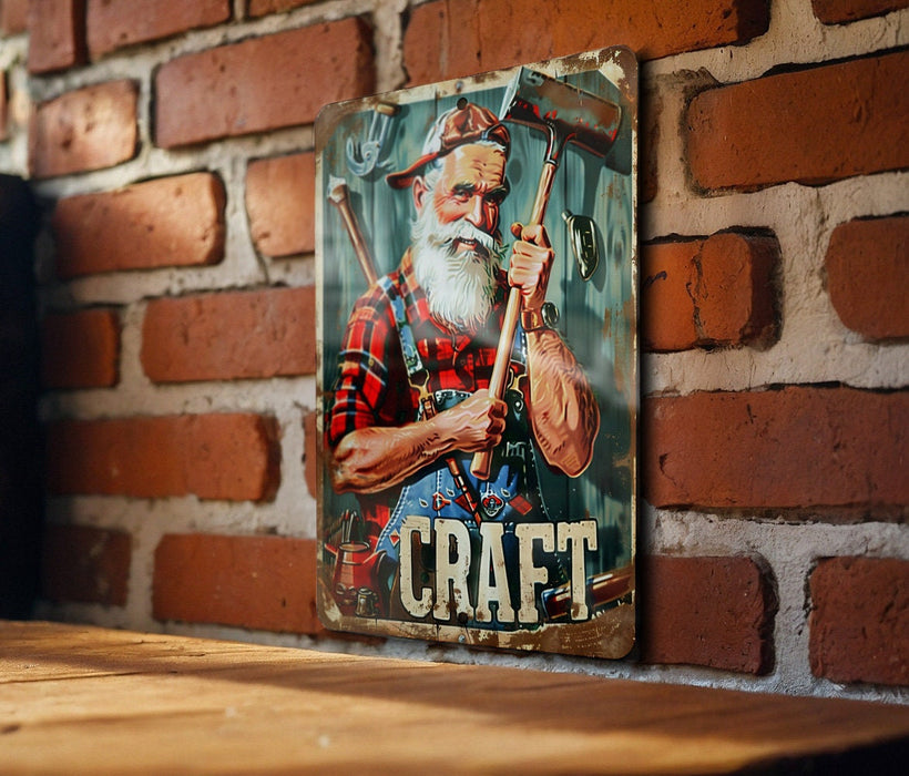 a picture of a man with a beard holding a hammer