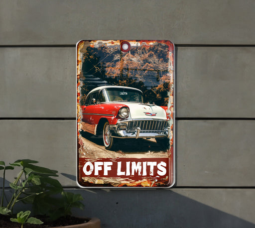 a red and white sign that says off limits
