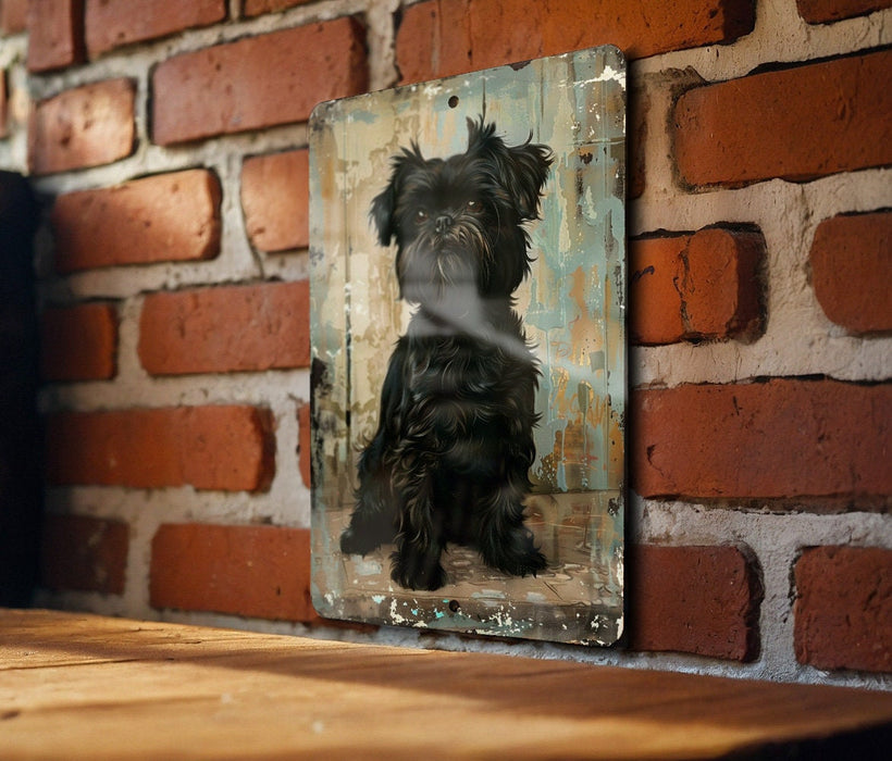 a picture of a dog on a brick wall