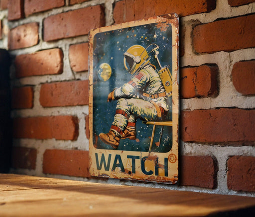 a picture of a man sitting on a chair on a brick wall