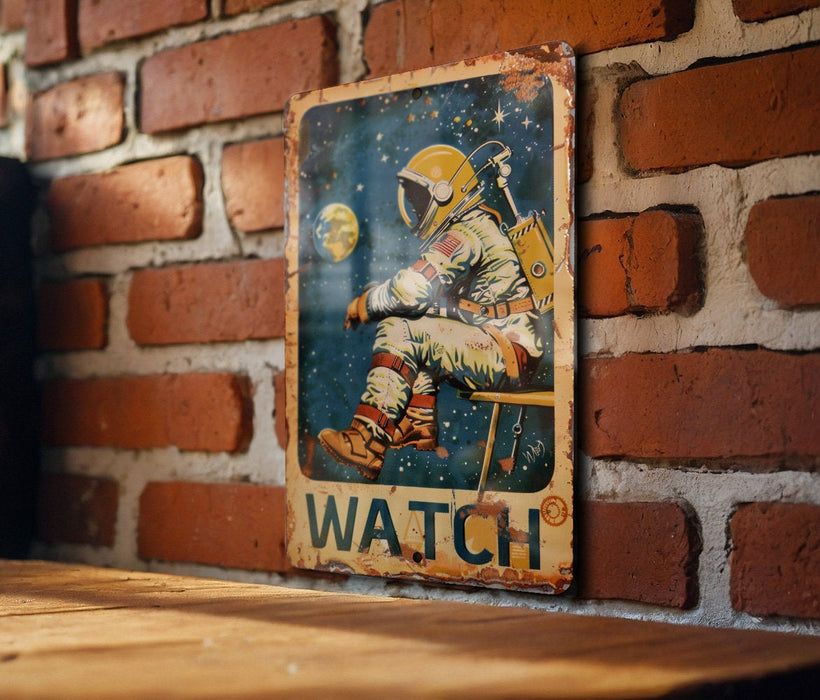 a picture of a man sitting on a chair on a brick wall