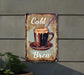a metal sign that says cold brew on it