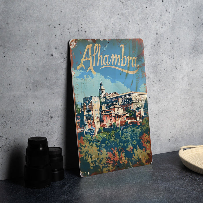 a picture of an alhambra sign on a table