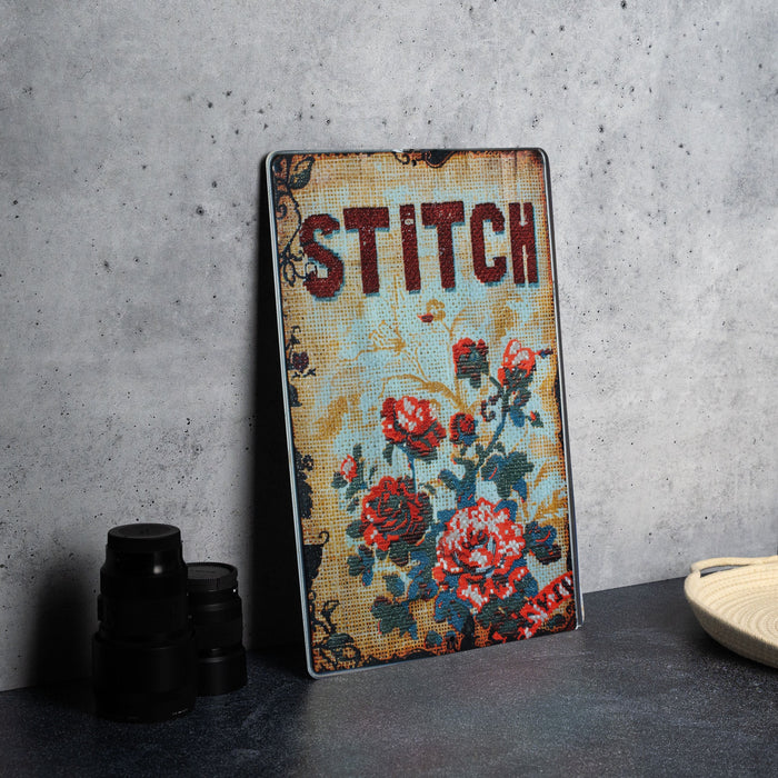 a picture of a sign that says stitch on it