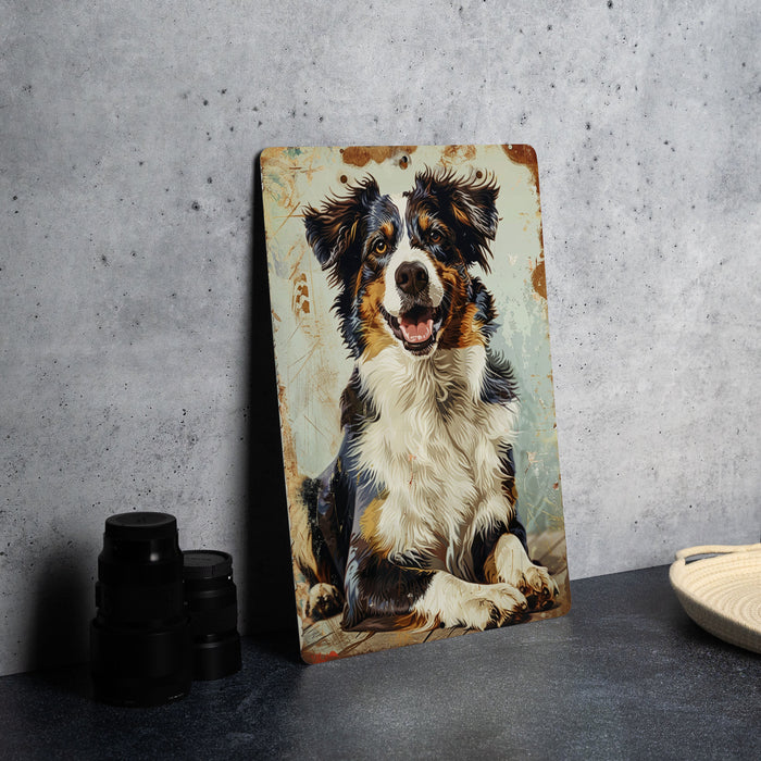 a painting of a dog is on a table