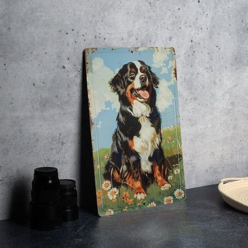 a picture of a dog sitting on a table
