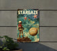 a metal sign with a picture of a spaceman on it