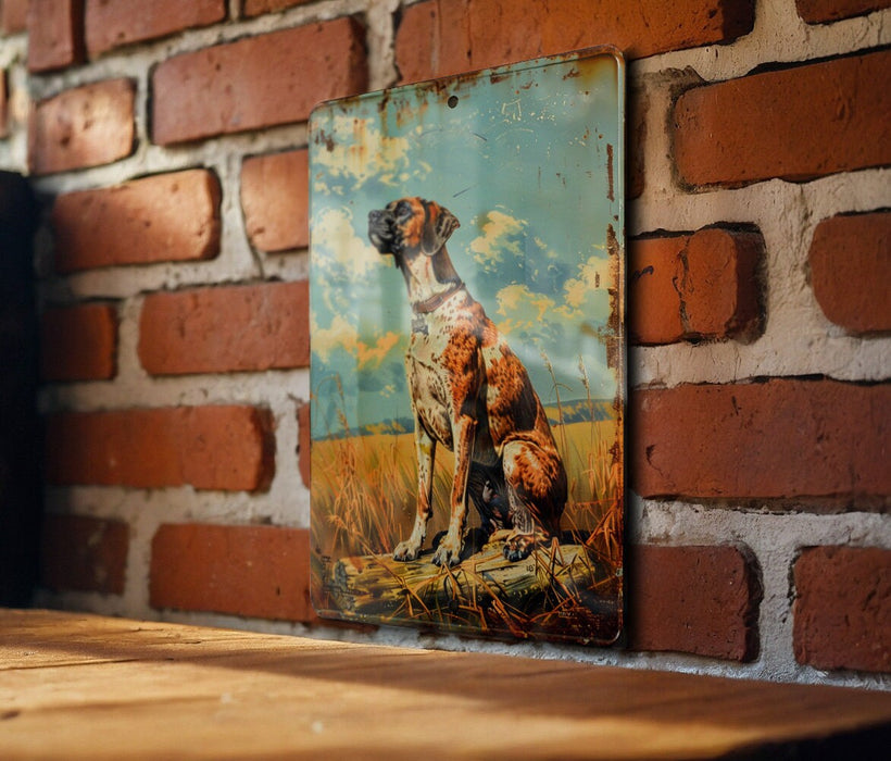 a painting of a dog on a brick wall