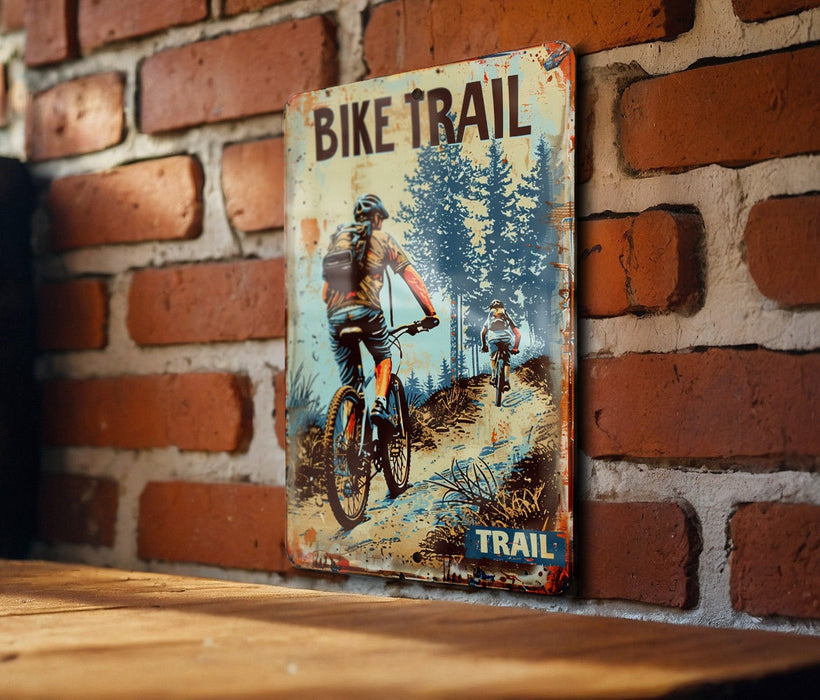 a picture of a man riding a bike on a brick wall
