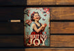 a sign that says sprouting joy on a wooden wall