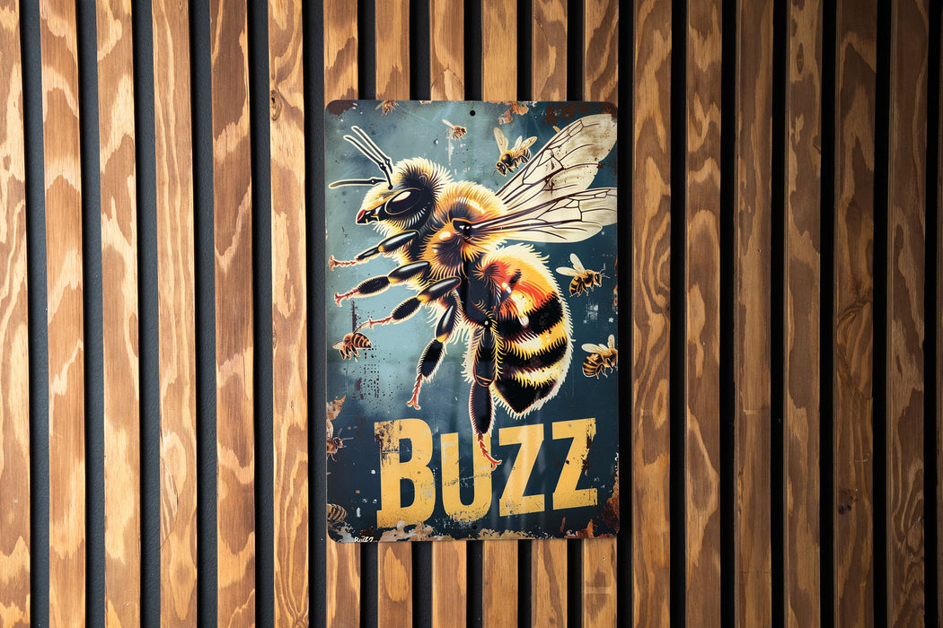 a picture of a bee on a wooden wall