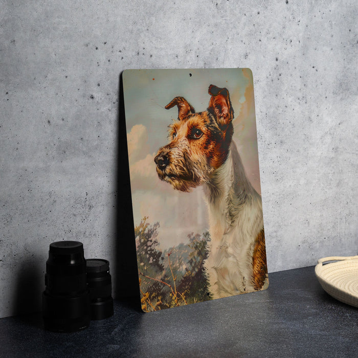 a painting of a dog is on a table