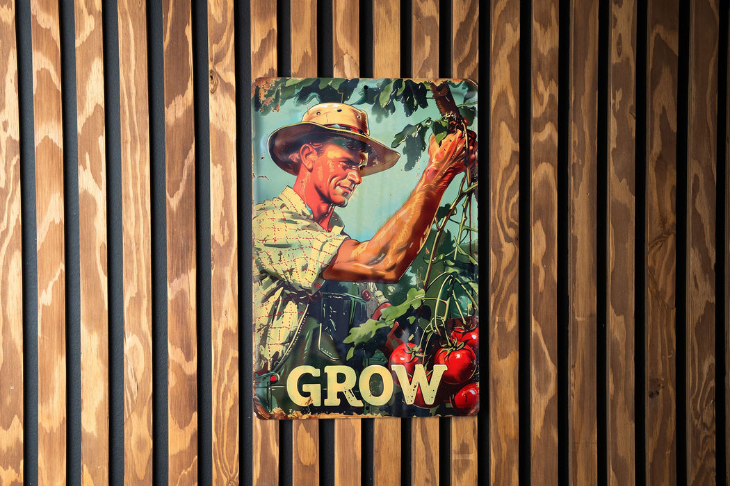 a poster of a man in a straw hat is hanging on a wooden wall