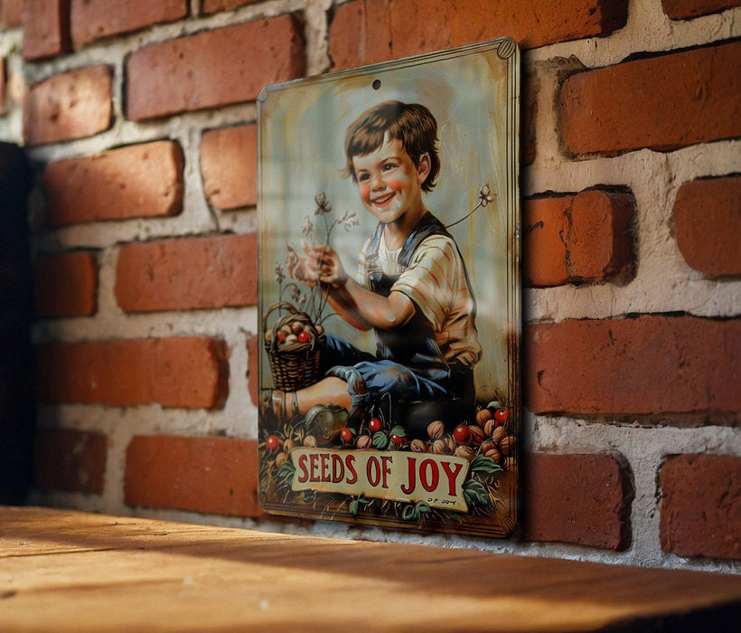 a picture of a young boy on a brick wall