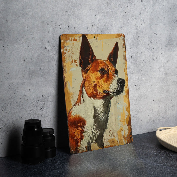 a painting of a dog is on a table