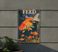 a sign on the side of a building that says feed