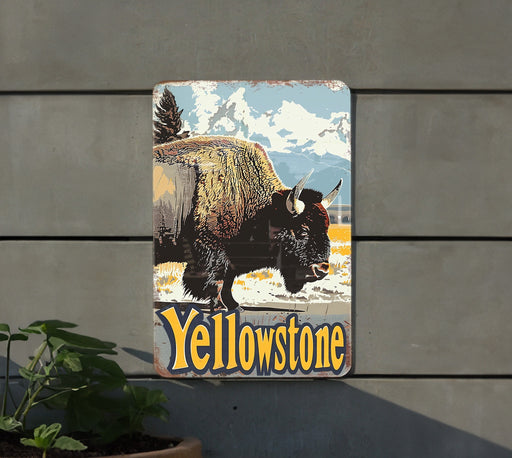 a sign on the side of a building that says yellowstone