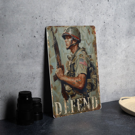 a painting of a soldier holding a rifle