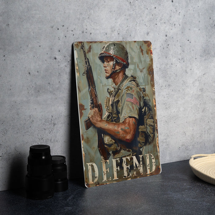 a painting of a soldier holding a rifle