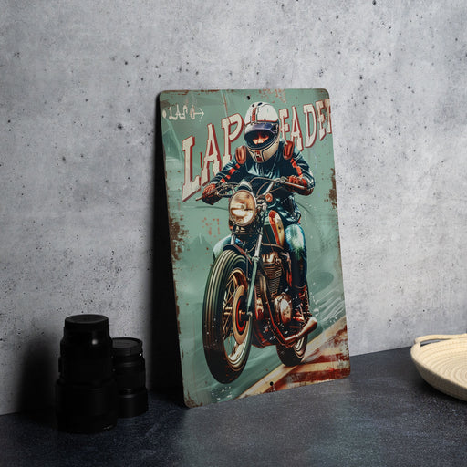 a painting of a man riding a motorcycle