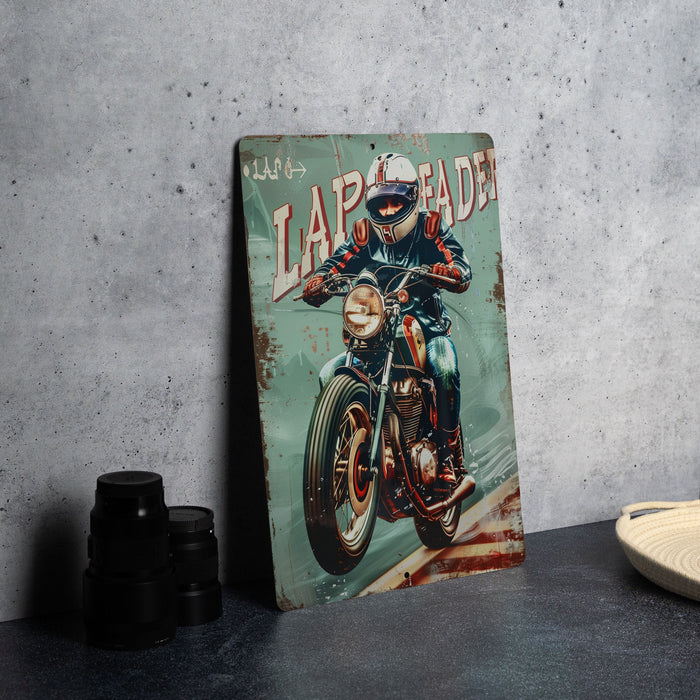 a painting of a man riding a motorcycle