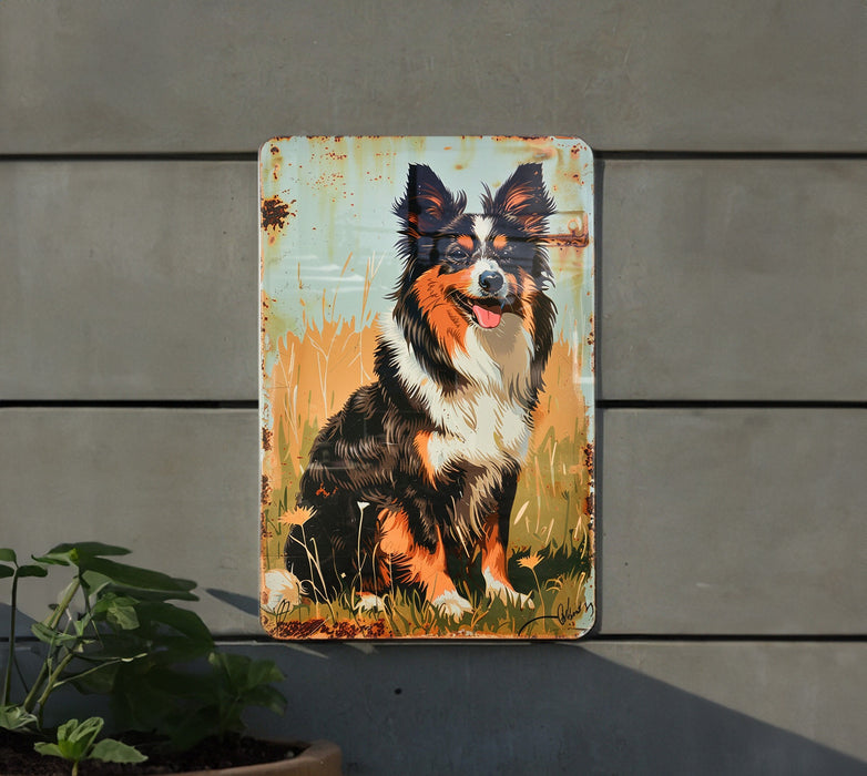 a painting of a dog on a wall
