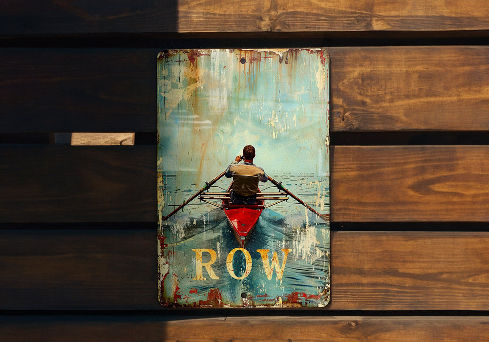 a painting of a woman rowing a boat