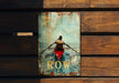 a painting of a woman rowing a boat