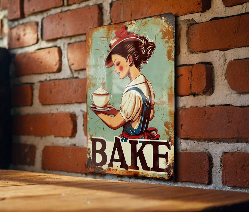 a picture of a woman holding a bowl of cake