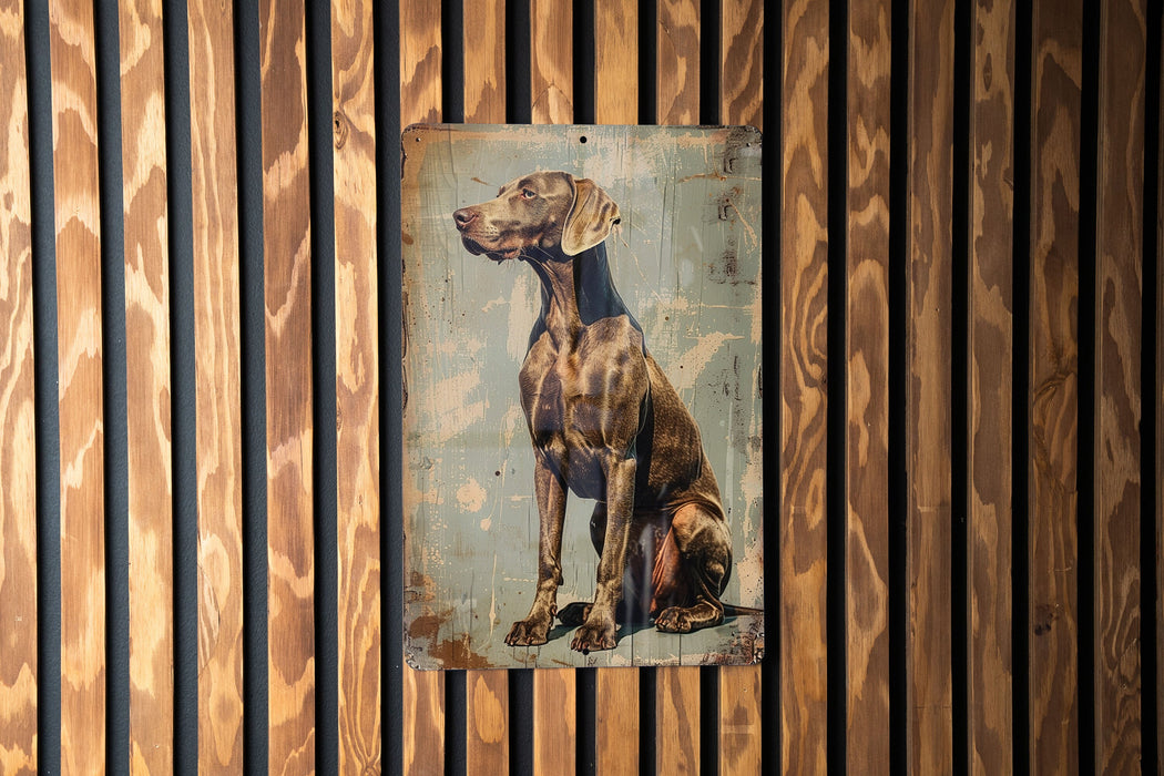 a painting of a dog on a wooden wall