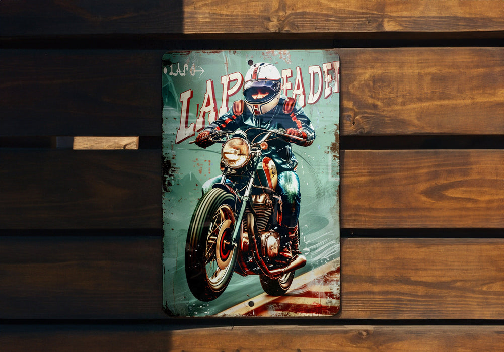 a painting of a man riding a motorcycle