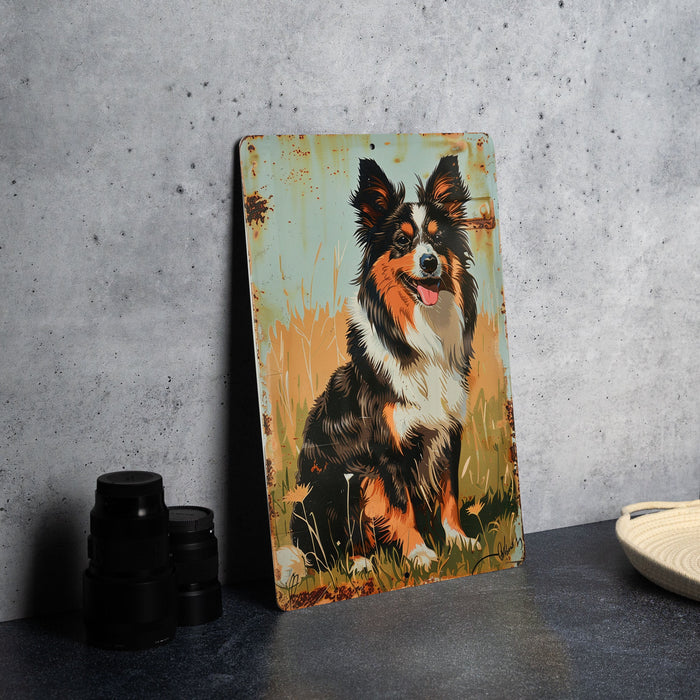 a painting of a dog sitting on a table