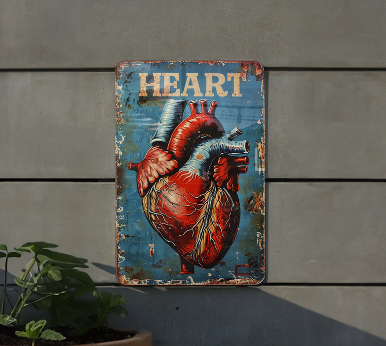 a metal sign with a heart on it