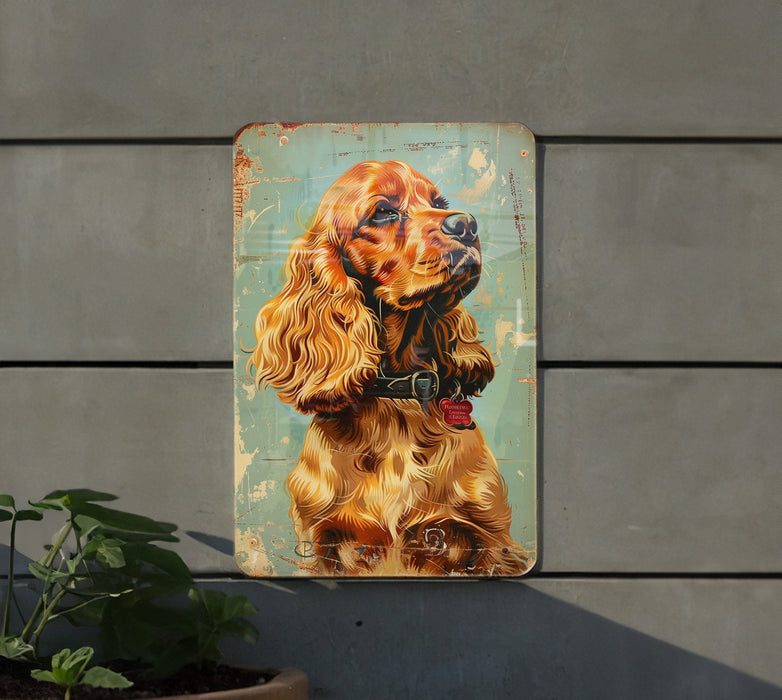 a painting of a dog on a wall next to a potted plant