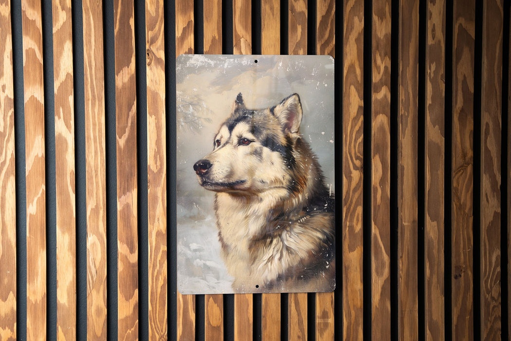 a picture of a dog on a wooden wall