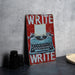 a wooden sign with a typewriter on it