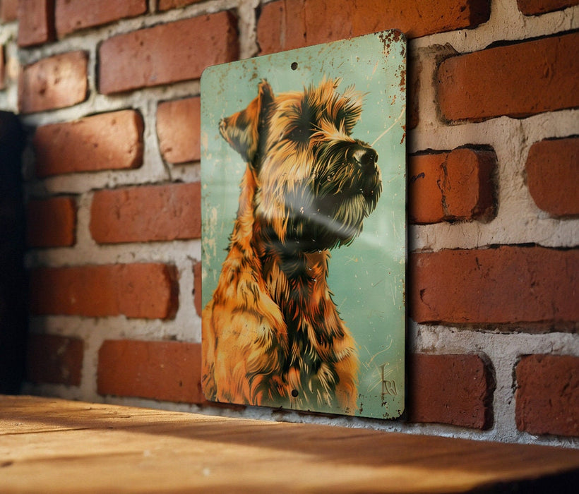 a painting of a dog on a brick wall