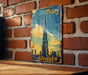a picture of a burj sign on a brick wall