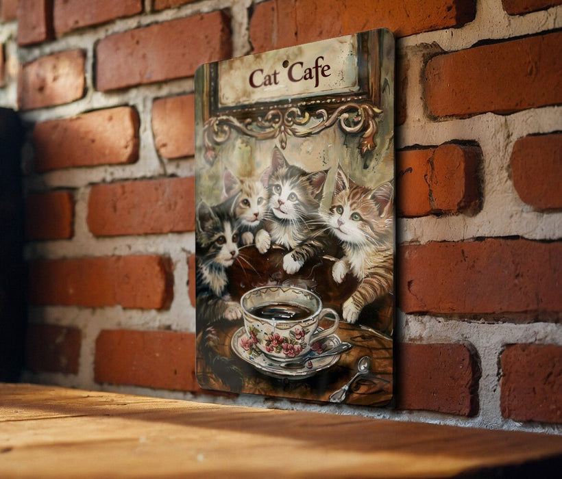 a picture of a picture of cats on a brick wall