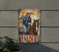 a picture of a man on a horse on a wall