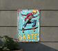 a skateboarder is riding a skateboard on a sign